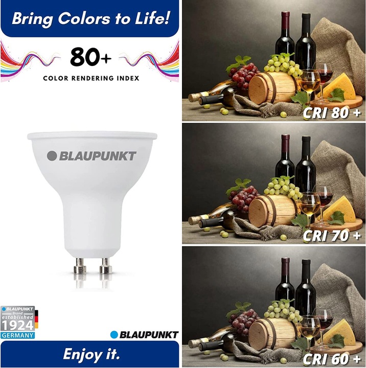 Produktbild Blaupunkt LED GU10 Glühbirne - Strahler - Reflektor - 5W - Warmweiss 2700K - Led Lampen - 4-er Pack (GU10, 5 W, 475 lm, 4 x, F)