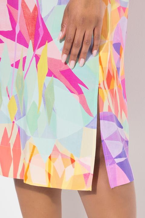 Produktbild Ulla Popken Midi-Lyocellkleid, Flamingos, Hemdkragen, 3/4-Arm (58)