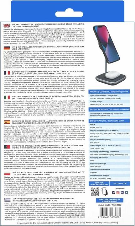 Actual product image prio 15W 2 in 1 Wireless Charger MAG (USB C) black (15 W)