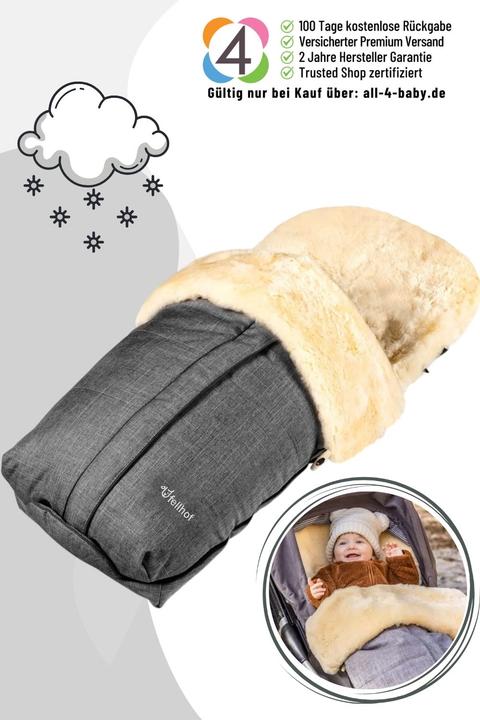 Actual product image Fellhof Lambskin fur bag - Cortina - for strollers, graphite melange