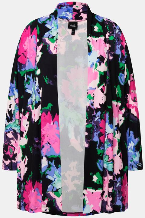 Actual product image Ulla Popken Matte Jersey Open Front Floral Jacket (68)