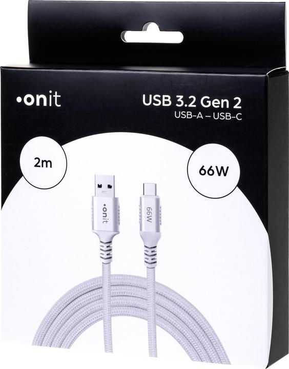 Produktbild Onit USB 3.1-Kabel USB A - USB C 2 m, Weiss (2 m, USB 3.2 Gen 2, 66 W)