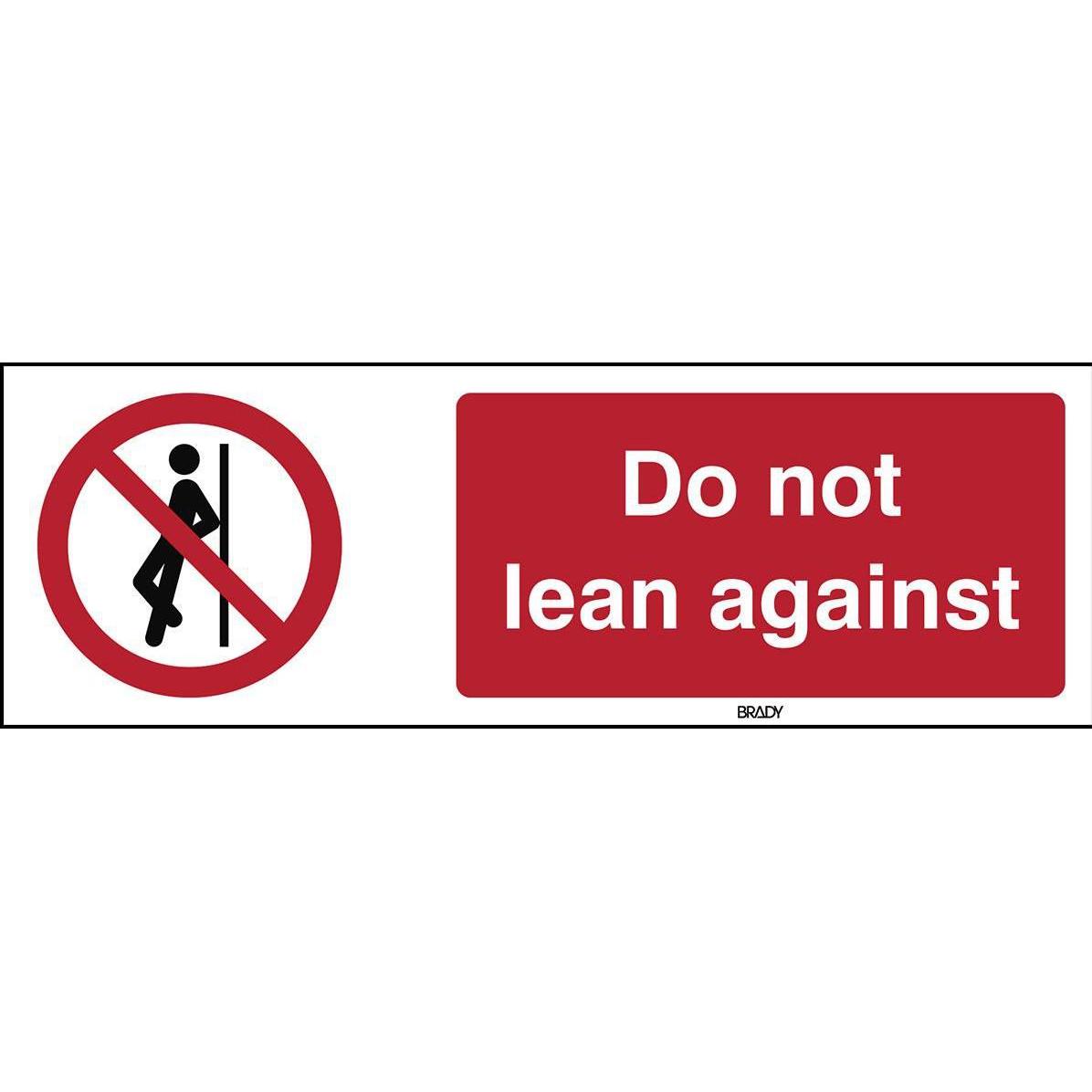 Thumbnail - Brady, Sicherheitskennzeichnung, ISO Safety Sign - No leaning