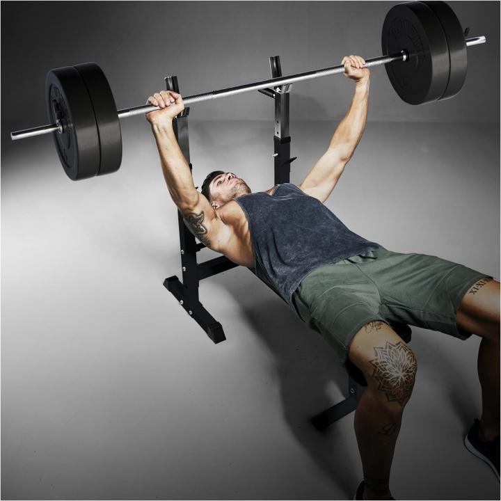 Immagine prodotto Gorilla Sports Set di bilancieri da panca per pesi in plastica 38kg-70kg