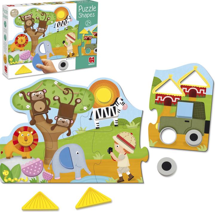 Produktbild Goula Puzzle Shapes Safari 6 Teile plus 13 geometrische Formen, 56x30 cm, ab 2 J. (6 Teile)