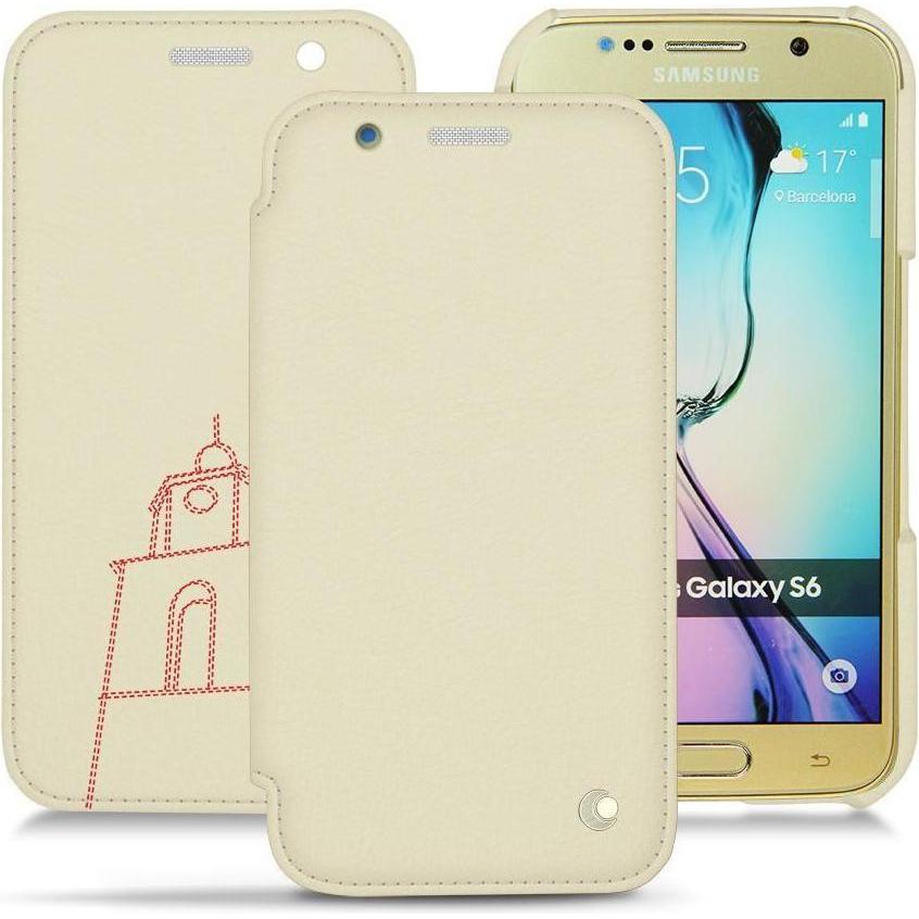 Noreve Lederschutzhülle horizontal (Samsung Galaxy S6), Smartphone Hülle, Weiss