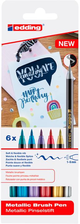 Edding Pinselstift 1340 metallic 6er Kartonetui (Multi, 6 x)