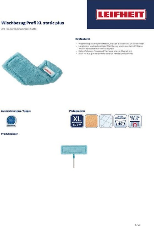 Produktbild Leifheit Wischbezug Profi XL static plus (1 Stk.)