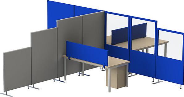 Actual product image eurokraft pro Soundproof partition, panel with window, height 1600 mm, width 1000 mm, blue.