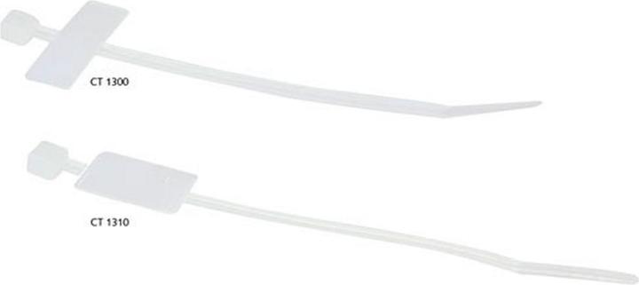 Produktbild ACT Cable ties for cable marker, length 100 mm, width 2.5 mm. Length: 100 mm Cable tie trans label 100mm (Kunststoffkabelbinder, 100 mm, 100 Stk.)