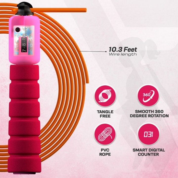 Actual product image Rdx Adjustable skipping rope with counter (310 cm)
