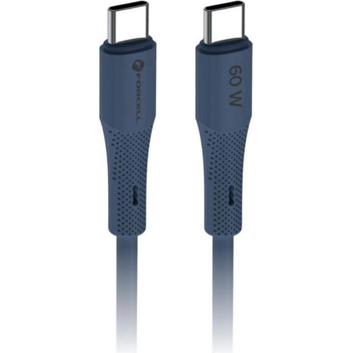 Forcell Cable Cable USB C to USB C F-Energy QC4.0 PD 3A 60W Silicone 1 m C344 navy blue, Cavo USB