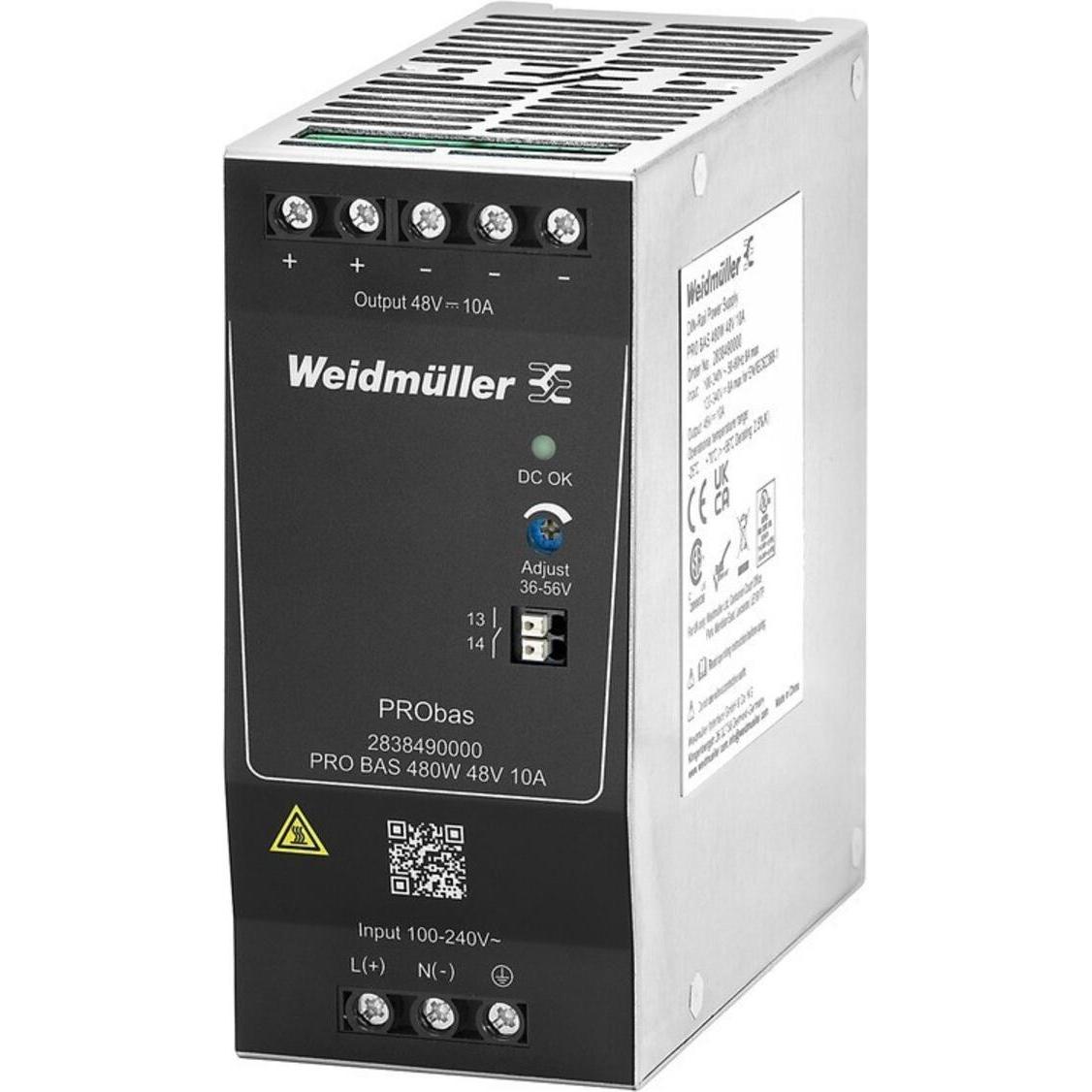 Weidmüller, Quadro elettrico portatile, Alimentatore universale PRO BAS 480W 48V 10A