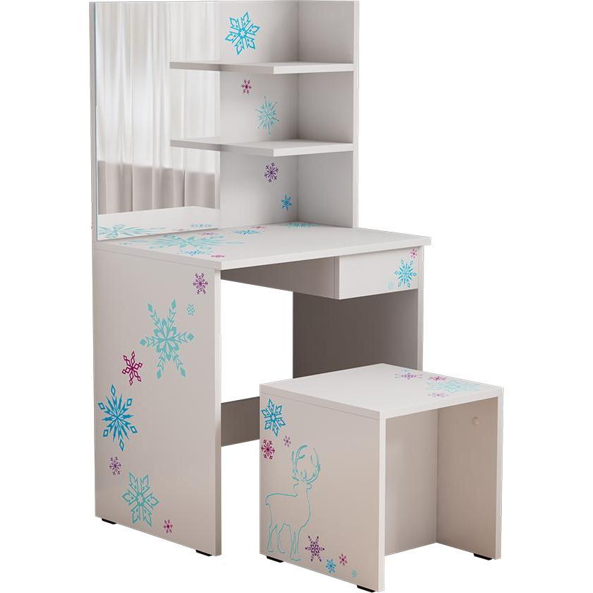 Oskar-Store, Schminktisch, Schneeflocke mit Hocker (55 x 40 x 103 cm)