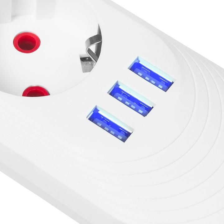 Actual product image Maclean Multiple socket outlet, extension cable with 3 sockets + 3 USB ports (3x, USB-A, 1.50 m)