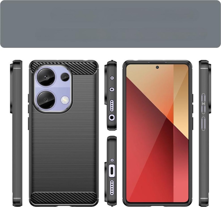 Produktbild Cover-Discount Poco M6 Pro / Redmi Note 13 Pro 4G - Metall Look schwarz (Xiaomi Redmi Note 13 Pro 4G)