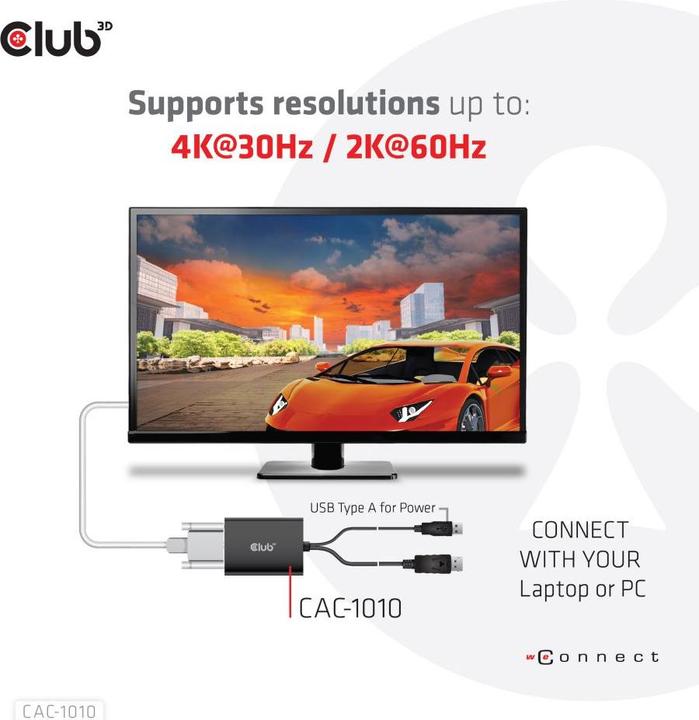 Produktbild Club 3D CAC-1010 DisplayPort to Dual Link DVI-I aktiver Adapter (USB, 6.10 cm)