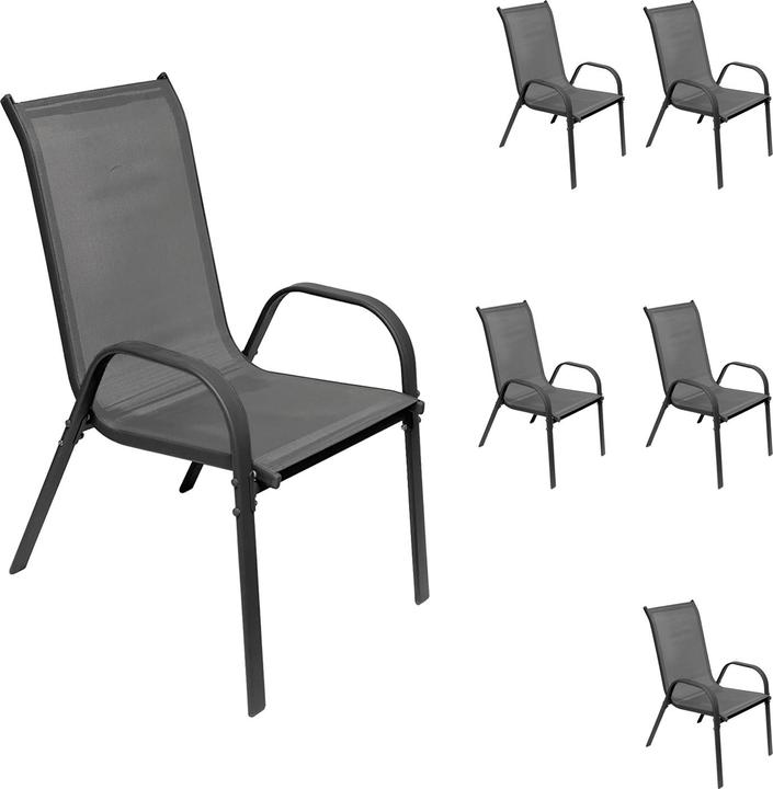 Actual product image Mojawo 6 pieces stacking chair metal - textile colour anthracite - anthracite