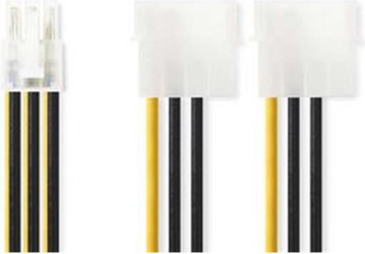 Actual product image Nedis Internal Power Cable 2X Molex Male PCI Express Female Gold Plated 0.20 m Round PVC Black/Yello (15 cm)