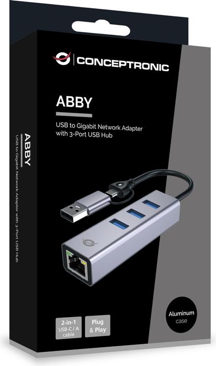 Produktbild Conceptronic Adapter USB-C->3xUSB-A3.2 5Gbs (USB-A, USB-C, 3 Ports)