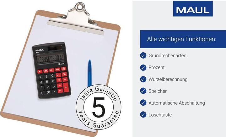 Immagine prodotto Maul Calcolatrice M12 Nero (Batterie, Celle solari)