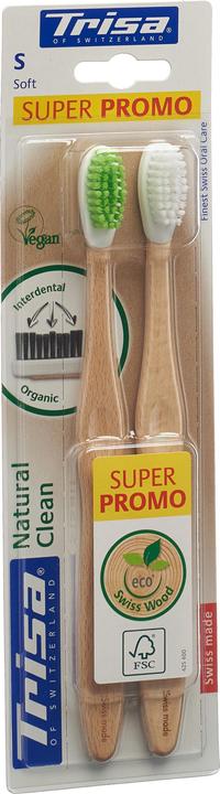 Image du produit Trisa Brosse à dents en bois Natural Clean soft DUO (2 pcs.) (Souple, 2 x)