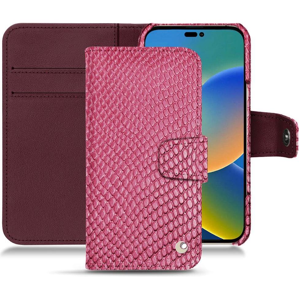 Noreve Lederschutzhülle Wallet (Apple iPhone 14), Smartphone Hülle, Rosa
