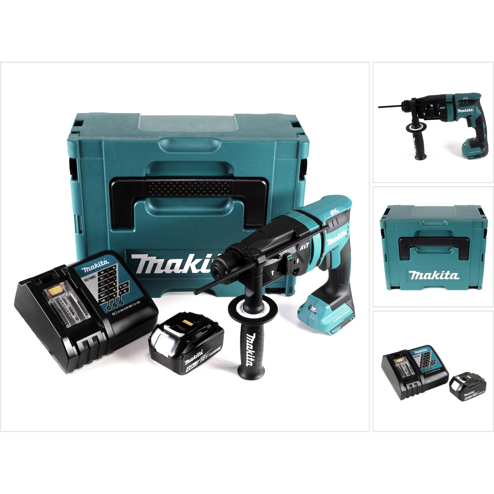 Makita, Trapano + Avvitatore a batteria, Trapano a percussione a batteria DHR 182 RM1J 18V 1,7J SDS plus Brushless + 1x batteria 4,0Ah +