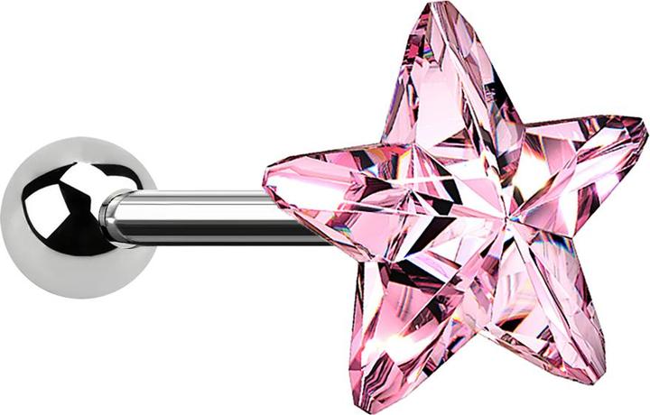 Immagine prodotto Star Piercing Micro Barbell silber mit Stern pink (senza ottone, Acciaio chirurgico 316L)