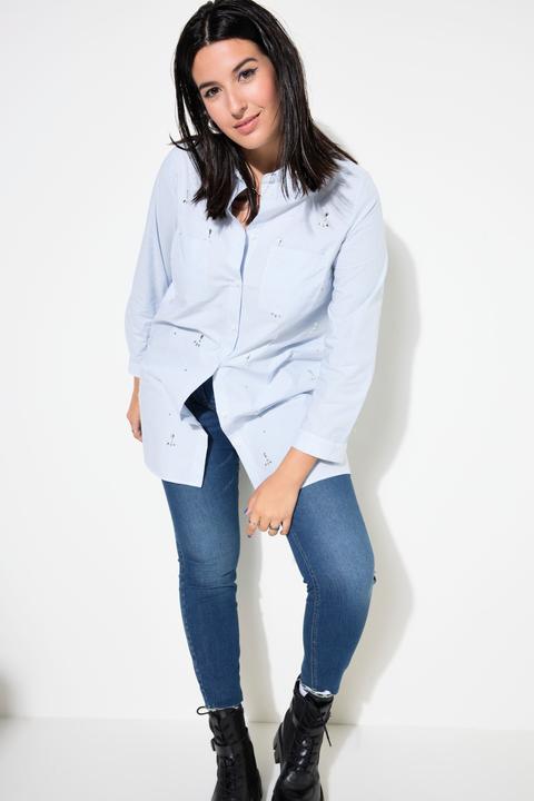 Actual product image Studio Untold Pintsriped Rhinestone Detail Button Down Blouse (42, 44)