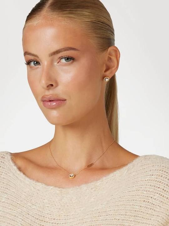 Image du produit Guess - M'ama Non M'ama Romantic Gold Plated Clear Zircon Earrings JUBE04669JWYGT/U (Acier inoxydable)