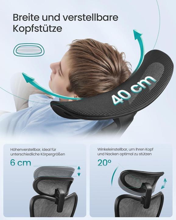 Image du produit Songmics Bürostuhl mit Armlehnen Schwarz (46 - 56 cm)