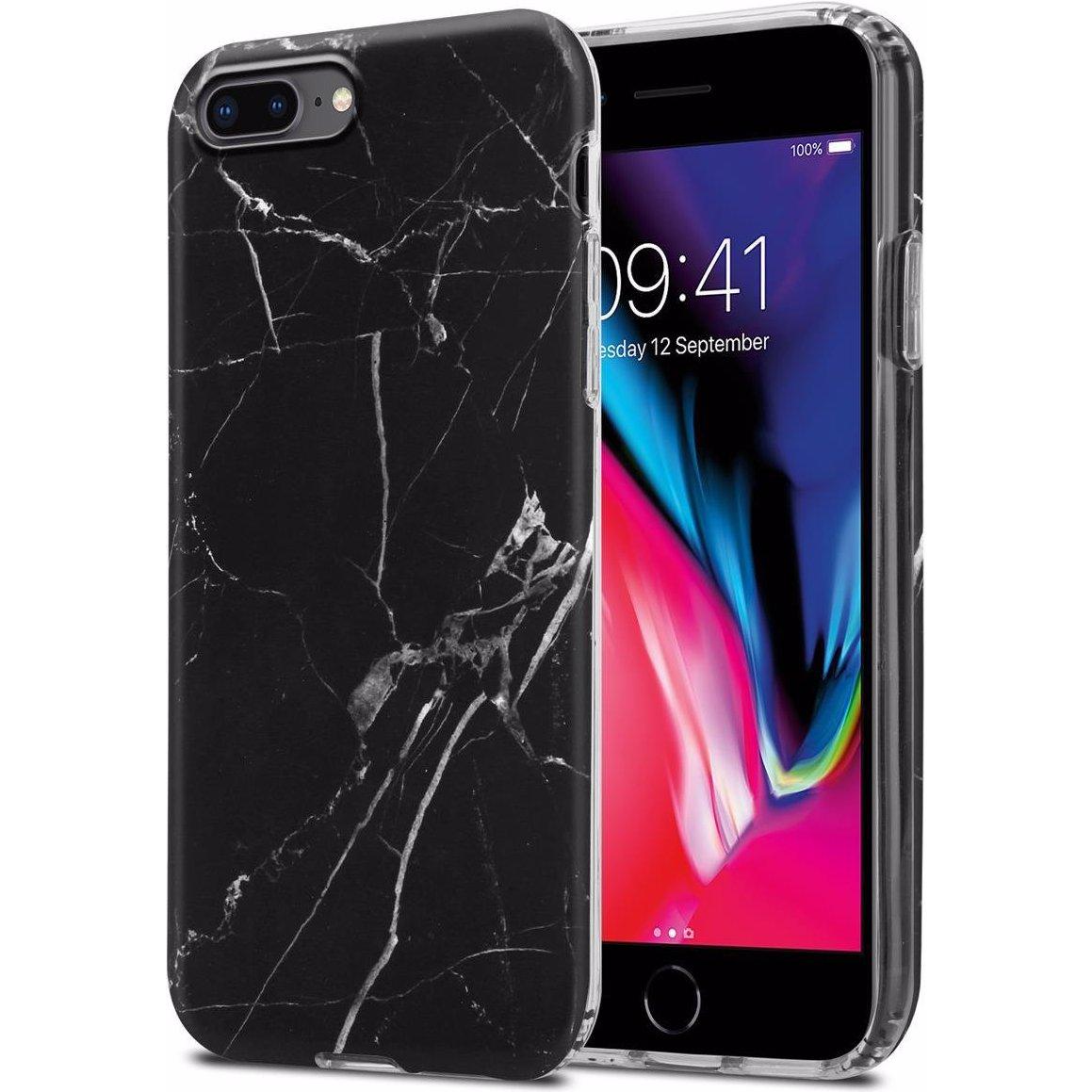 Cadorabo IMD TPU Bunter Marmor Cover (Apple iPhone 7 Plus), Smartphone Hülle, Schwarz