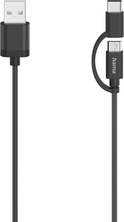 Productafbeelding Hama Micro USB-kabel, 2in1, incl. adapter naar USB-C, USB 2.0, 0,75 m (0.75 m, USB 2.0)