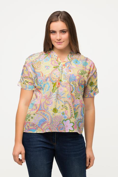 Produktbild Ulla Popken Bluse, floraler Druck, Oversized, V-Ausschnitt, Halbarm (50, 52)