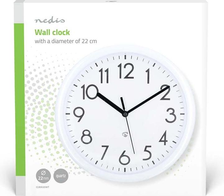 Actual product image Nedis Wall clock - Diameter: 220 mm - Plastic - White (22 cm)