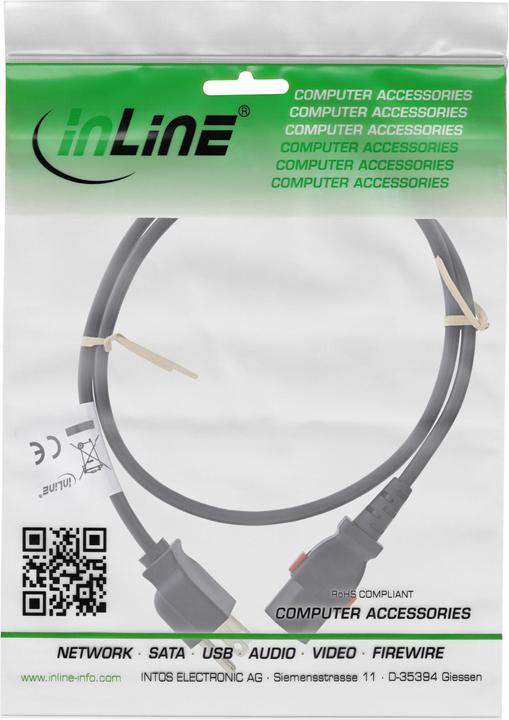 Productafbeelding InLine ® Netzkabel, Netzstecker USA auf Kaltgerätestecker C13 verriegelbar, 3m (3 m)