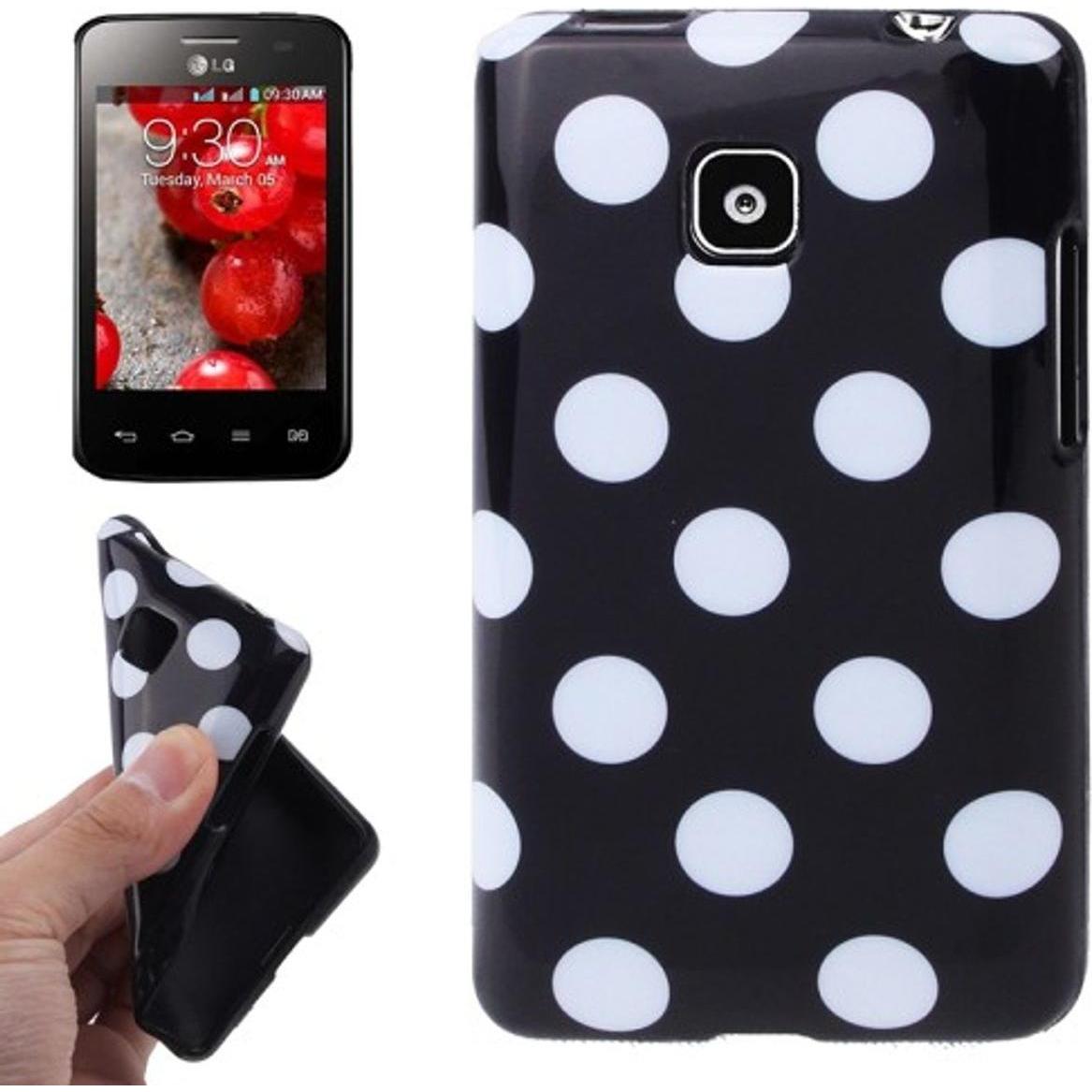 König Design Schutzhülle TPU Punkte Case für Handy LG Optimus L3 II / E430 (Optimus L3), Smartphone Hülle, Schwarz