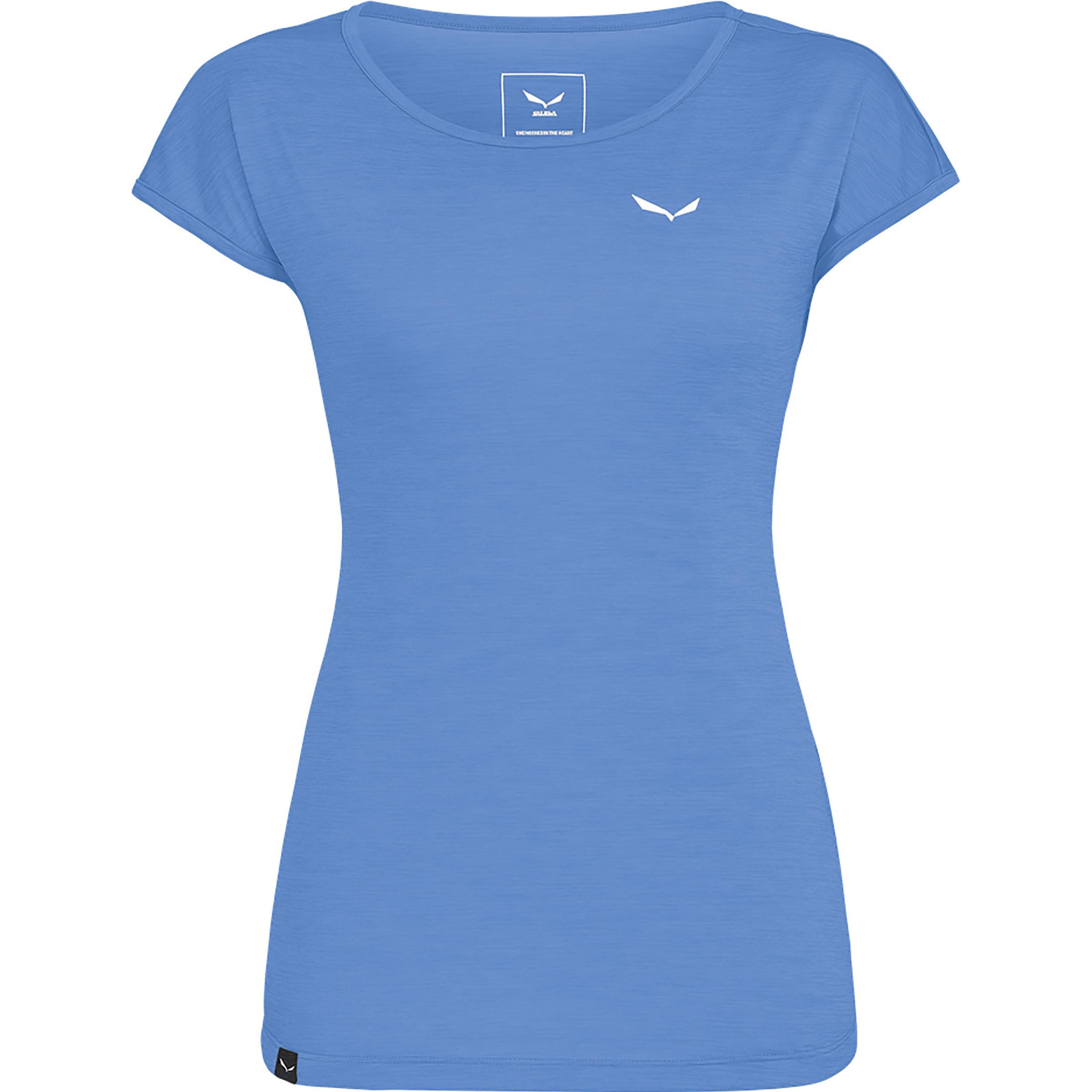 Salewa, Damen, Funktionsshirt, Women's Puez Melange Dry S/S Tee (36, S), Blau, 36, S
