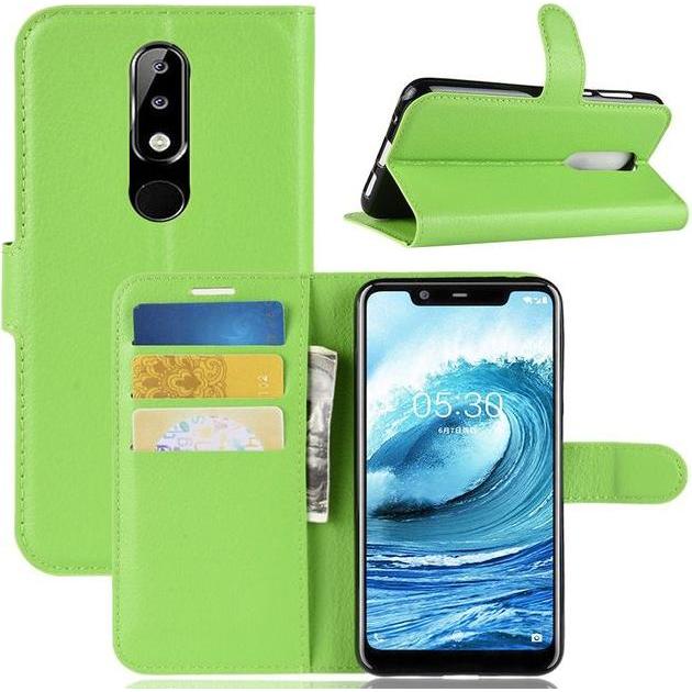 Thumbnail - MU Classic Litchi Leder Bookcover Series (Nokia 5.1 Plus), Smartphone Hülle, Grün