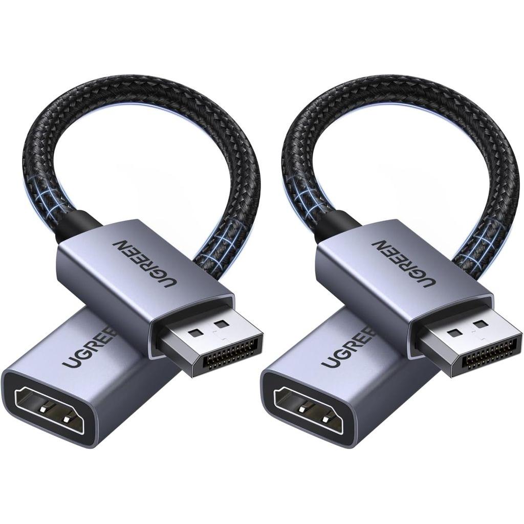 Ugreen DisplayPort male to HDMI female 4K Adapter Cable, 20cm - 2pcs (0.20 m), Cavo video, Nero