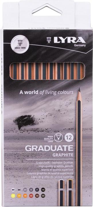 Produktbild FILA Lyra Graphit deckt 12 t ab 1171120 (B, F, H, HB, 5B, 2H, 3B, 6B, 4B, 2B, 4h, 3H, 12 x)