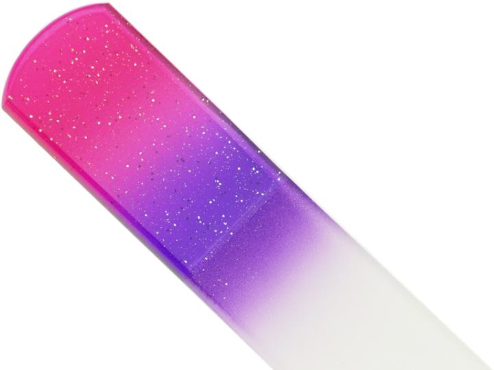 Image du produit Lime en verre pour pédicure, double face, magenta/violet avec paillettes, longueur : 13,5cm