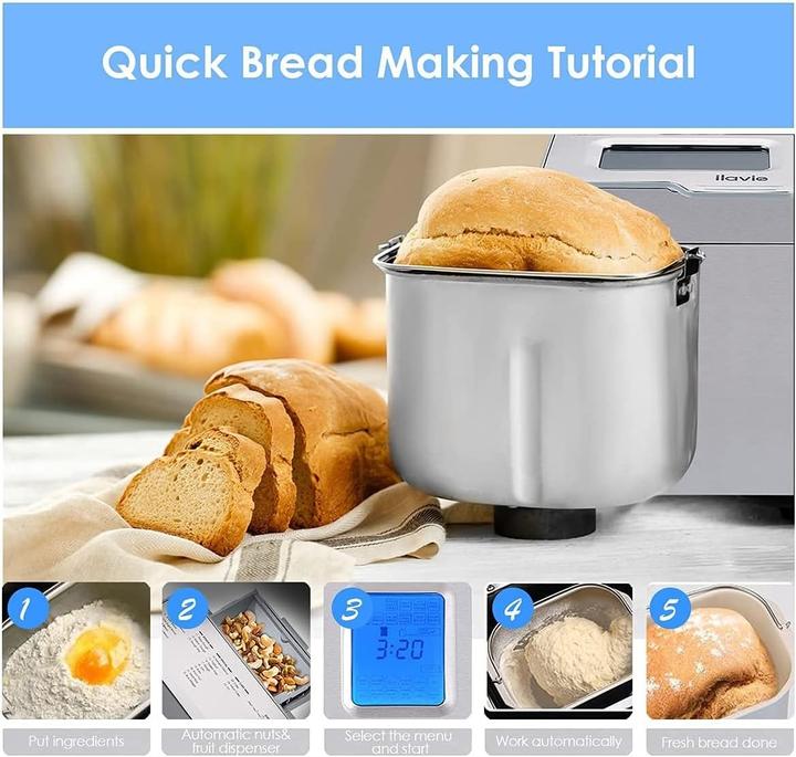 Produktbild Nictemaw Bread Maker 550 W Automatic Bread Maker with 25 Programs Capacity 5001000 g