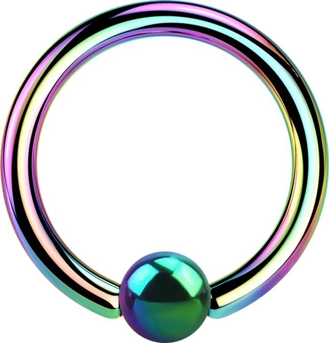 Actual product image Star Piercing Ball Closure Ring coloured with titanium layer (Surgical steel 316L, without brass)