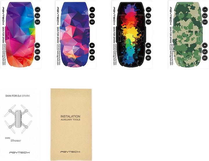 Actual product image Pgytech 4-Pack Skin (Drone skins, DJI Spark)