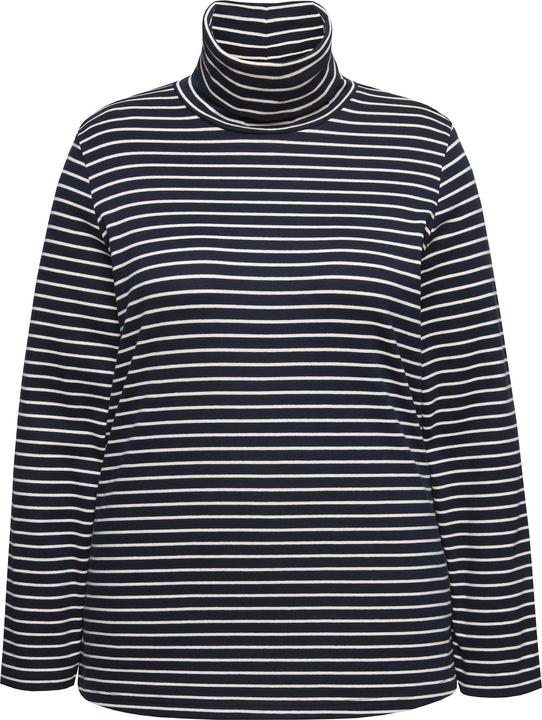 Immagine prodotto Ulla Popken Maglia aderente in cotone biologico a costine con collo da risvoltare e maniche lunghe (46, 48)