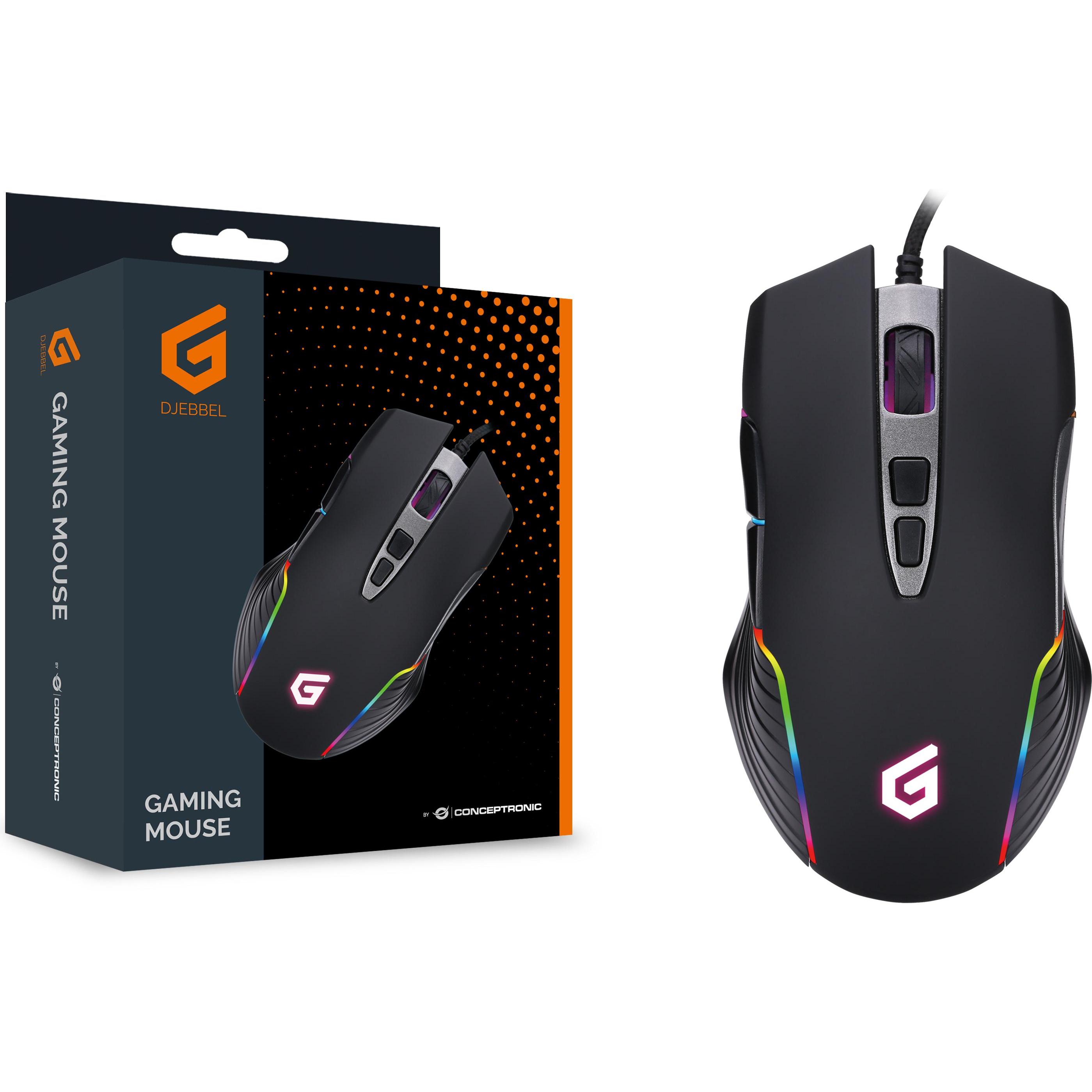 Thumbnail - Conceptronic Gaming USB Maus, 7200 DPI, IC sensor,DJEBBEL03B (Kabelgebunden), Maus, Schwarz