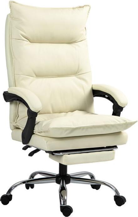 Image du produit Swisshandel24 Bürostuhl mit Liegefunktion, Fussstütze, ergonomisch Kunstleder Beige (55 - 63 cm)