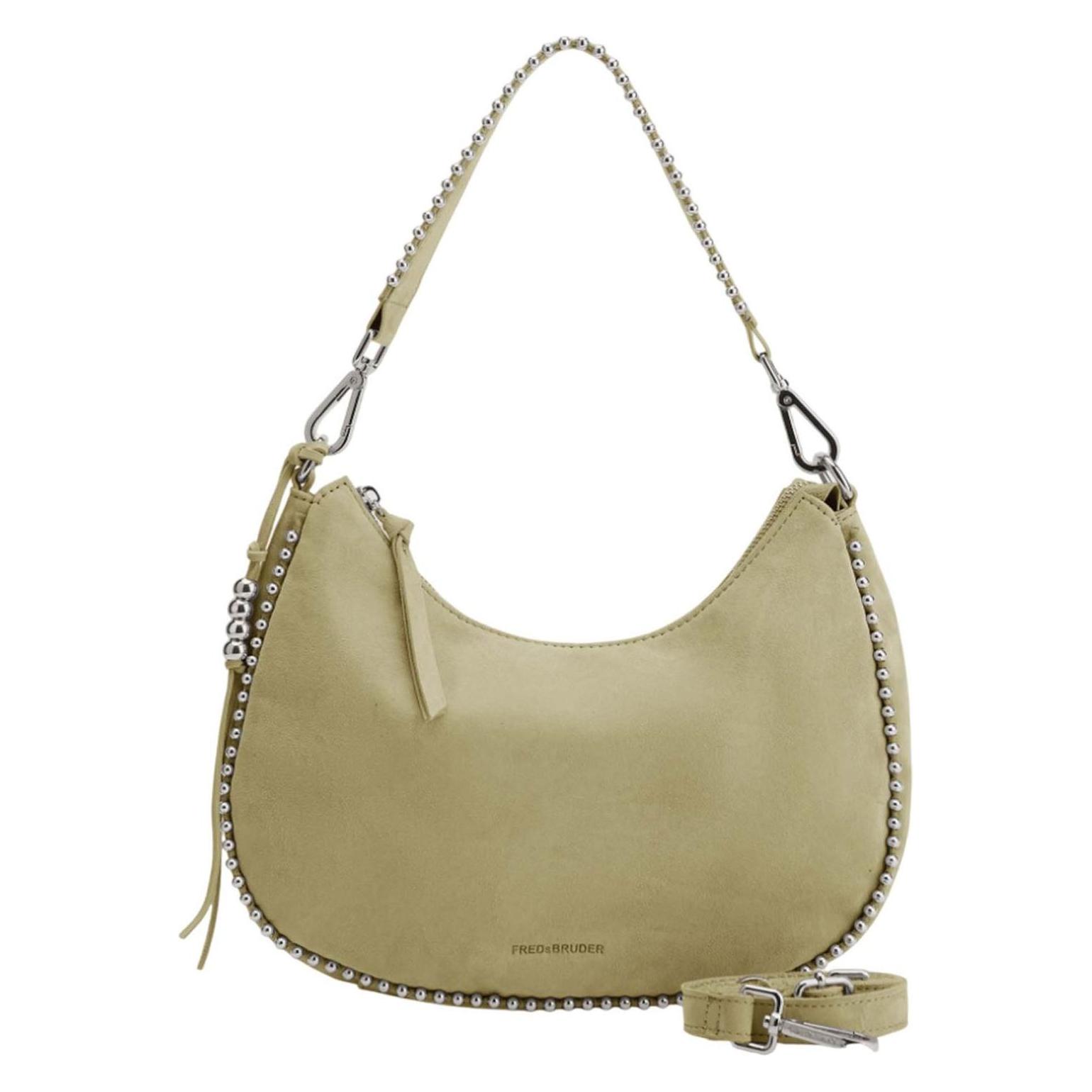 FredsBruder, Damen, Handtasche, All About Beads Midi Hobo Bag, Silber, Beige